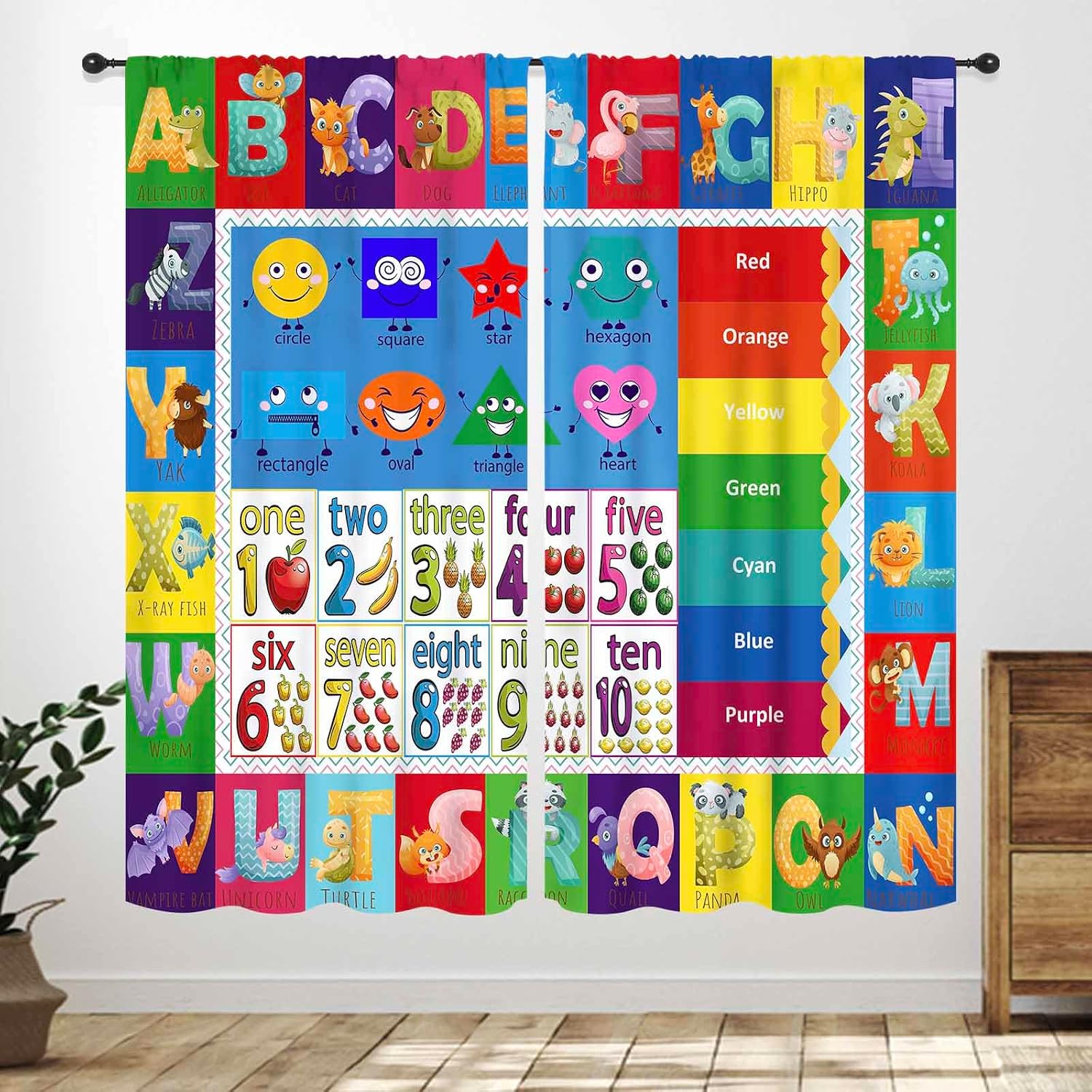 Abc Kids Early Education - Cortinas ABC com Formas de Números,