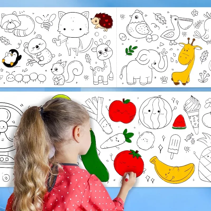 Kids Education Wallpaper - Crianças colorir rolo de papel pegajoso