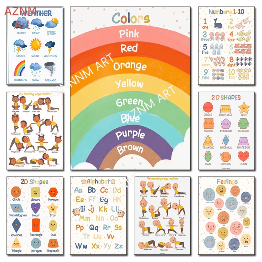 Kids Yoga Education - 1pc, montessori educacional crianças yoga cores