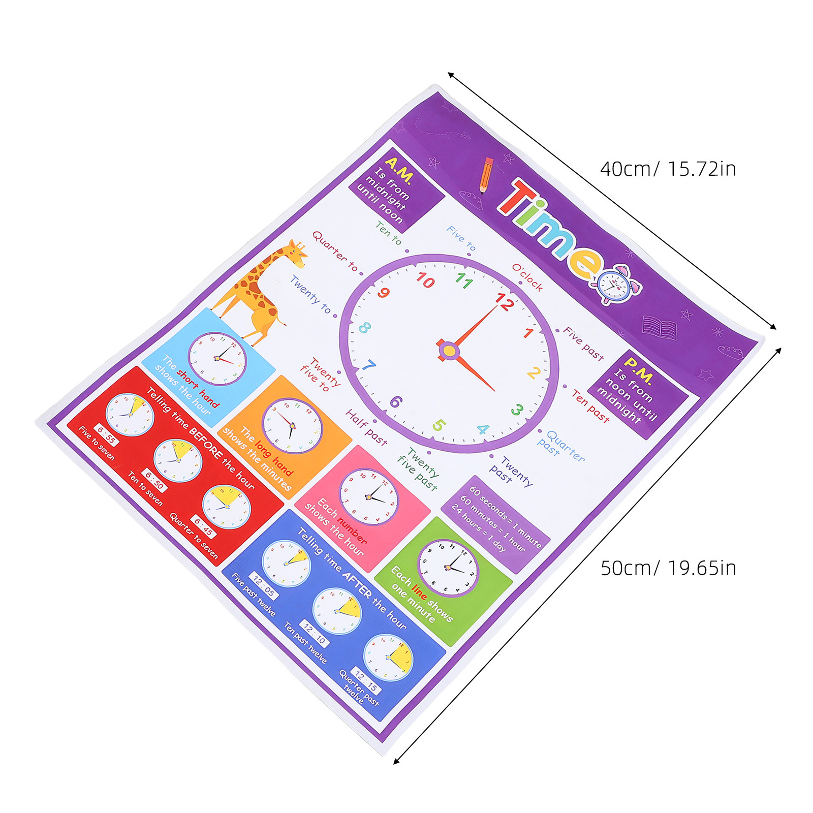 Pôster Educativo de Horas para - Kids Education Wallpaper avaliação e preço