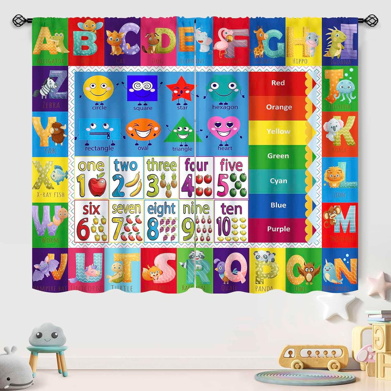 Cortinas ABC com Formas de Núm - Abc Kids Early Education avaliação e preço