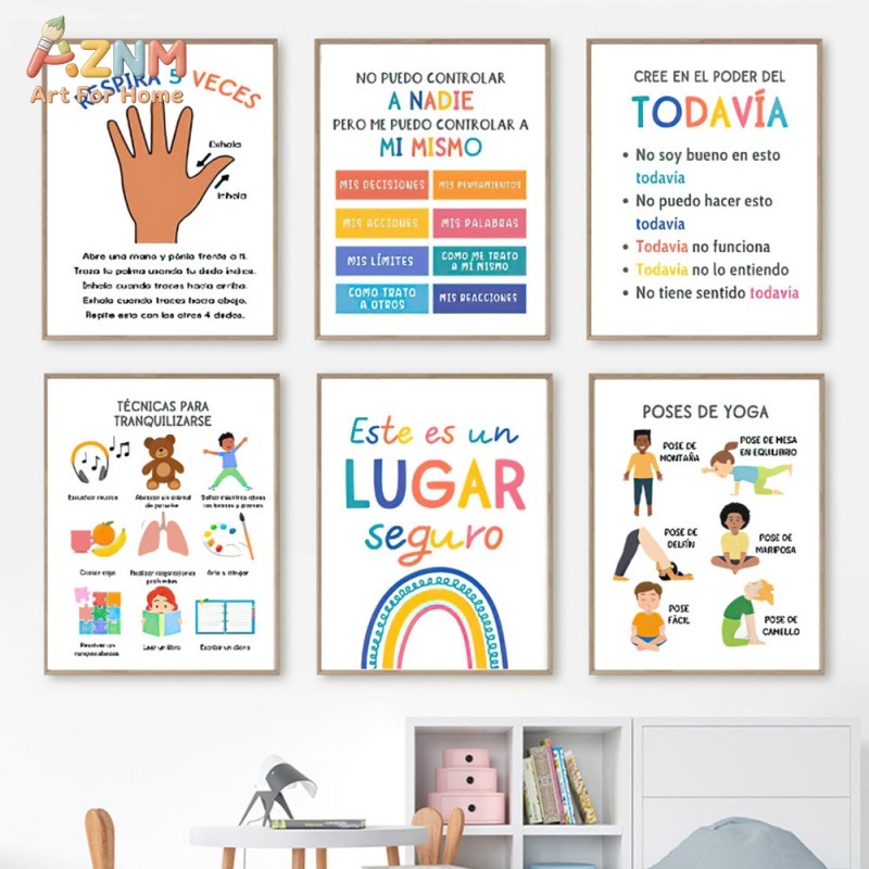 AZNM Impressão em Tela para Cr - Kids Yoga Education avaliação e preço